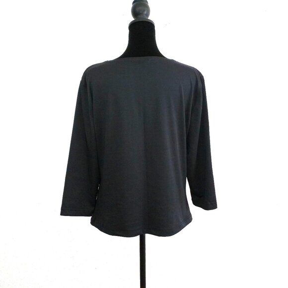 Purple/blue/black floral blouse, with little shiny sequins design - Picture 6 of 7